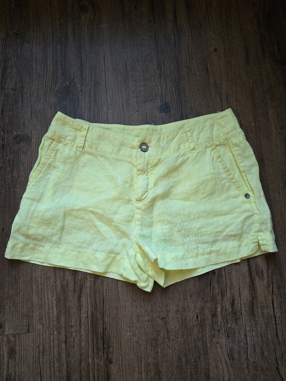 Michael Stars Yellow 100% Linen Shorts
